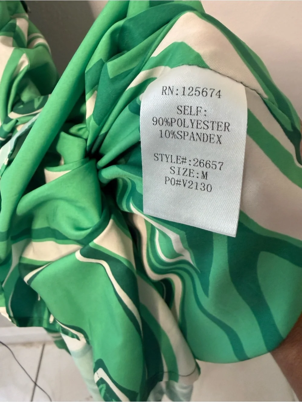 Green Abstract-Print Tiered Maxi Dress with V-Neck